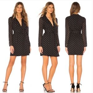 Alexis Leila Mini Wrap Dress in Rio Print Navy Blue Polkadot Large L